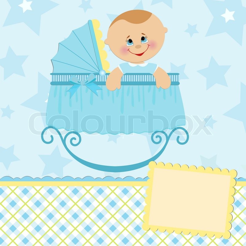 800x800 Baby Greetings Card With Blue Cradle Stock Vector Colourbox