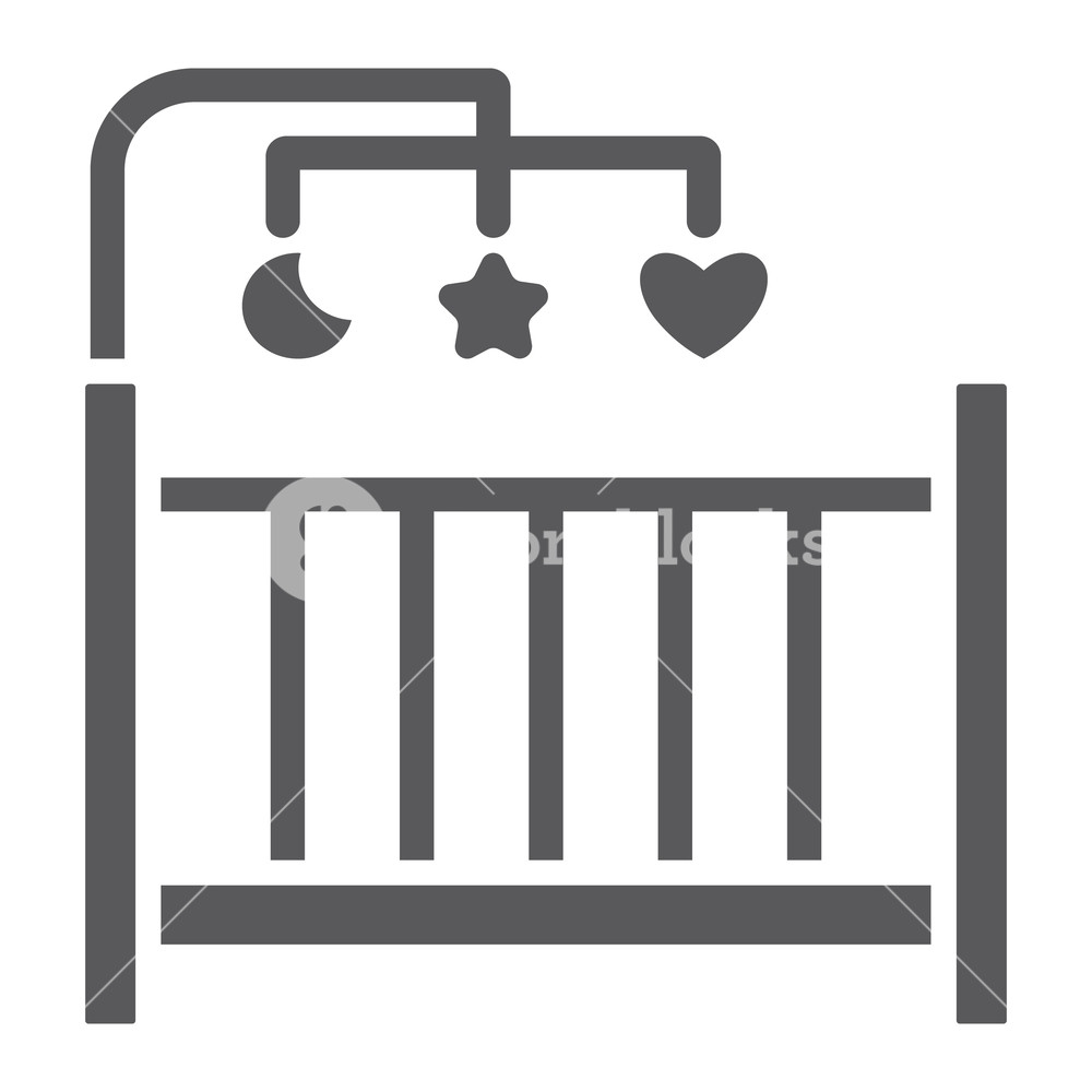 1000x1000 Crib Glyph Icon, Home And Child, Cradle Sign, Vector Graphics