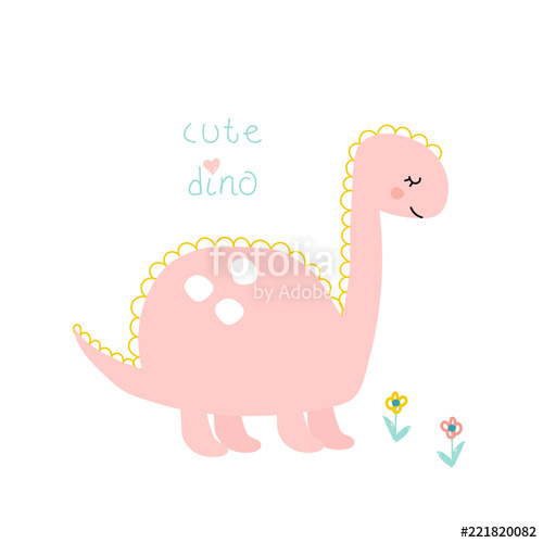 500x500 Cute Baby Print With Pink Dinosaur Vector Hand Drawn Illustration