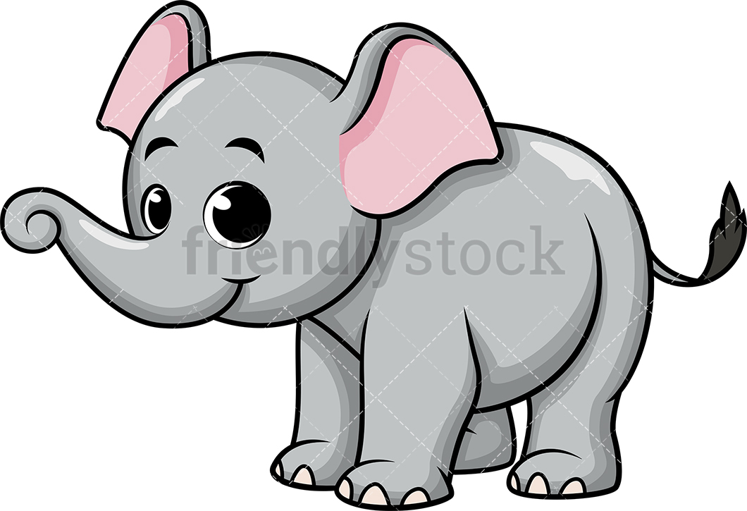 Cute Baby Elephant Cartoon Vector Clipart 1060x725 Cute Baby Elephant Cartoon Vector Clipart