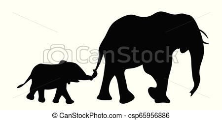 Silhouette Of Elephant With Baby Elephant Vector Illustration 450x244 Silhouette Of Elephant With Baby Elephant Vector Illustration