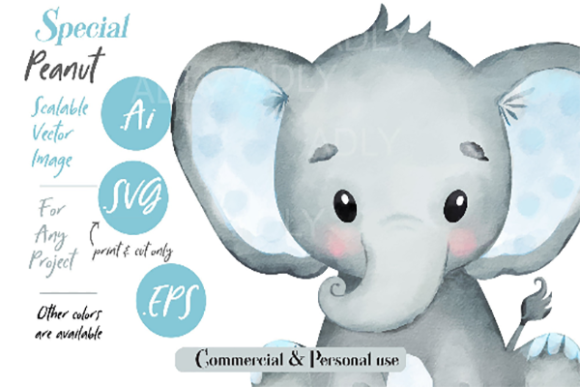 Watercolor Elephant Vector, Eps Graphic 580x387 Watercolor Elephant Vector, Eps Graphic