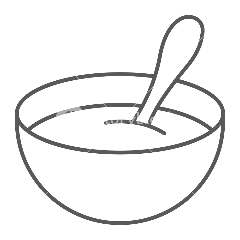 1000x1000 Baby Cereal Thin Line Icon, Food And Eat, Dish Sign, Vector