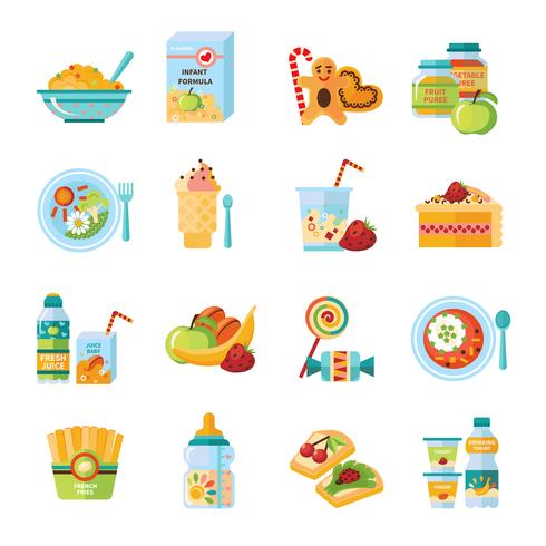 490x490 Infant Baby Food Flat Icons Set