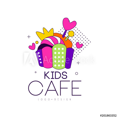500x500 Kids Cafe Logo Design, Badge, Label For Childrens And Baby Food
