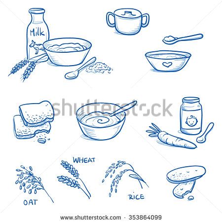 450x452 Set Of Different Icons For Preparing Baby Baby Food With Milk