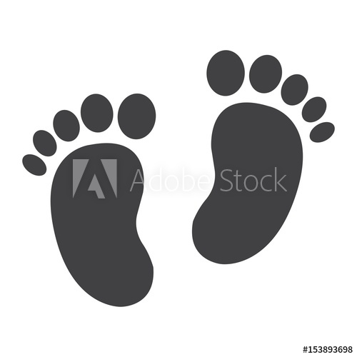 500x500 Baby Footprint Solid Icon, Foot Silhouette, Vector Graphics