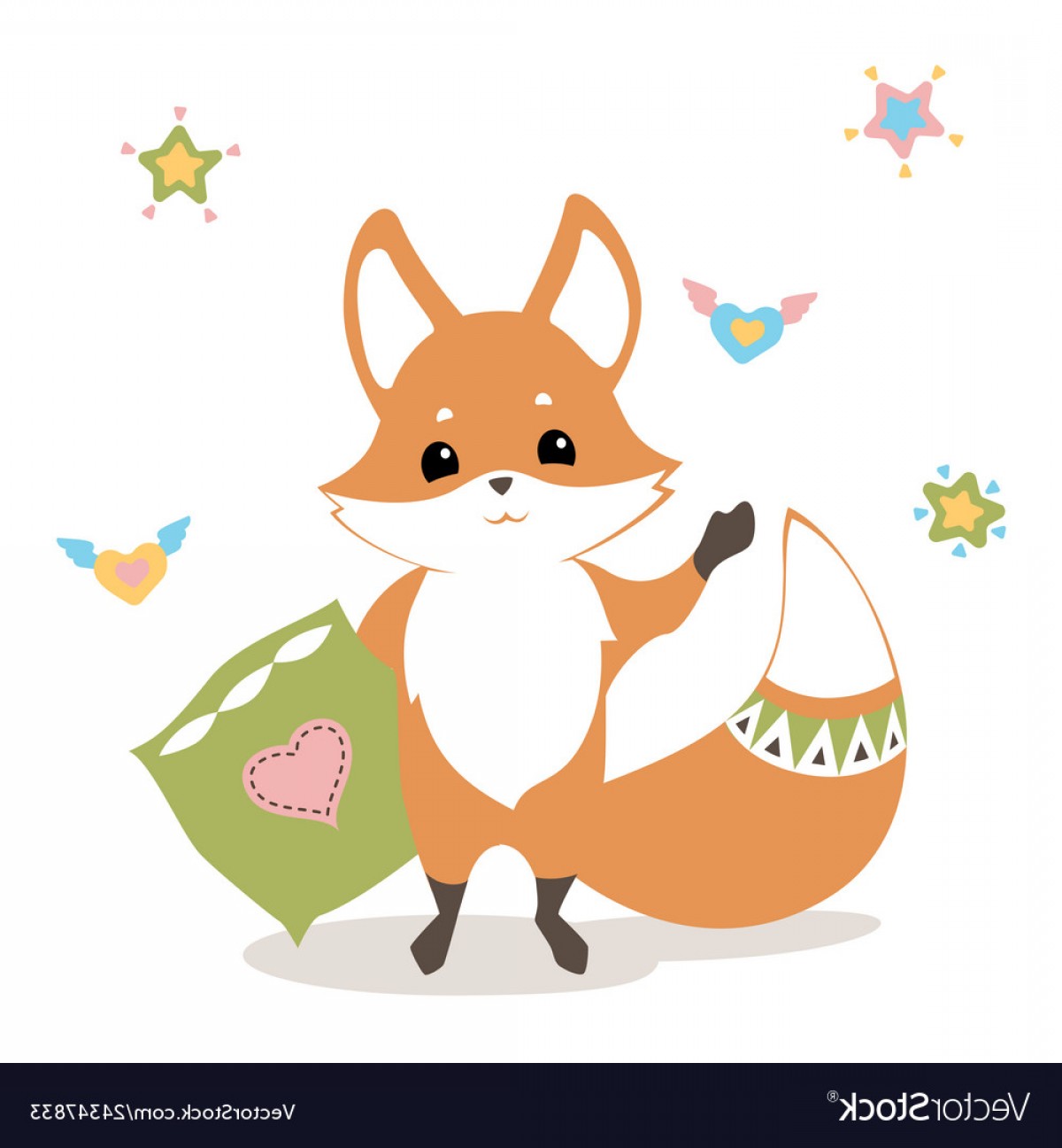 Baby Fox Waving Good Bye With Pillow Vector Lamaison 1200x1296 Baby Fox Waving Good Bye With Pillow Vector Lamaison