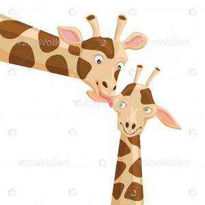 300x300 Giraffe Vector Illustration Baby Giraffe With Mom Mother Child