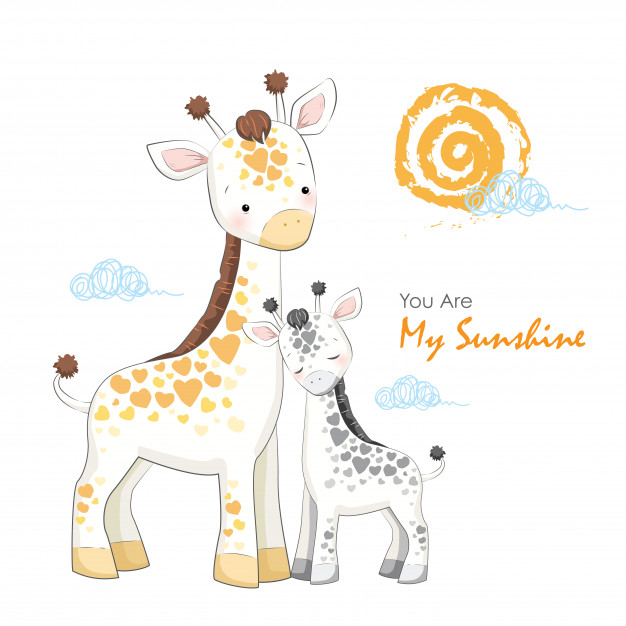 626x626 Mother And Baby Giraffe Vector Premium Download