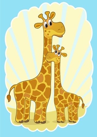 318x450 Mother Giraffe And Baby Giraffe Vector Illustration Royalty
