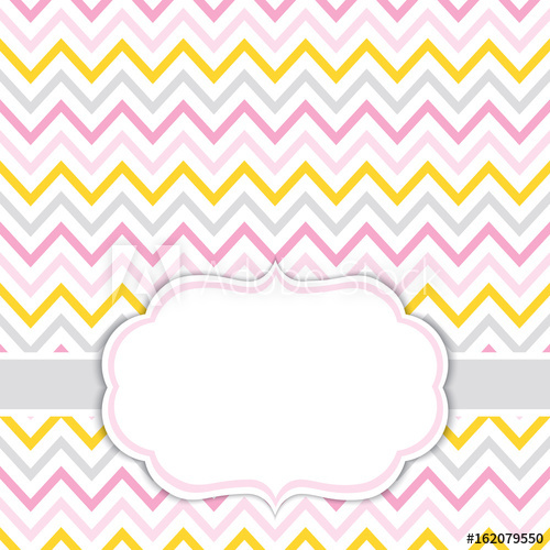 500x500 Card Template With Chevron Background Baby Girl Shower Vector