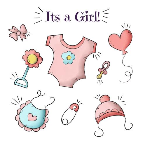490x490 Cute Baby Shower Background With Baby Girl Elements