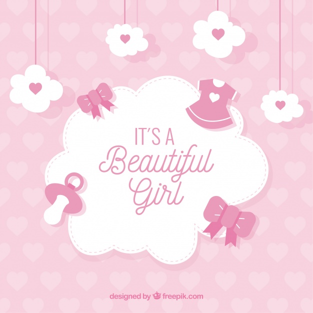 626x626 It's A Girl Baby Shower Background Vector Free Download