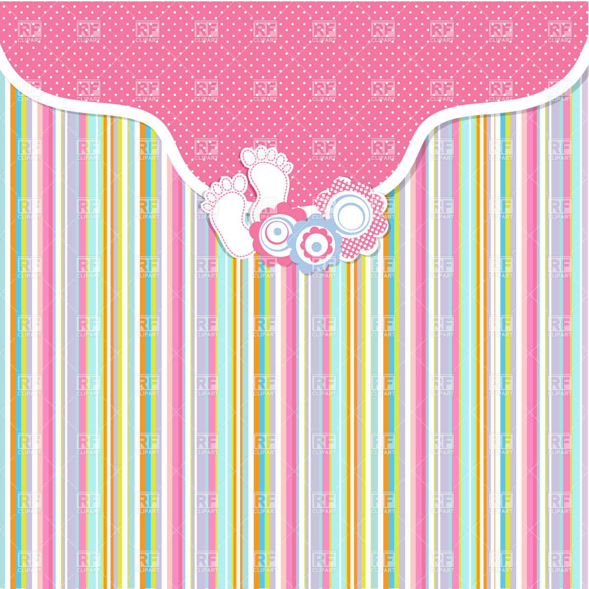 1200x1200 Pink Bended Frame And Stripped Background Baby Girl Arrival