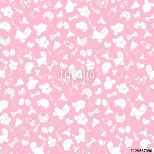 500x500 Baby Girl Pink Background Vector Seamless Pregnancy Pattern