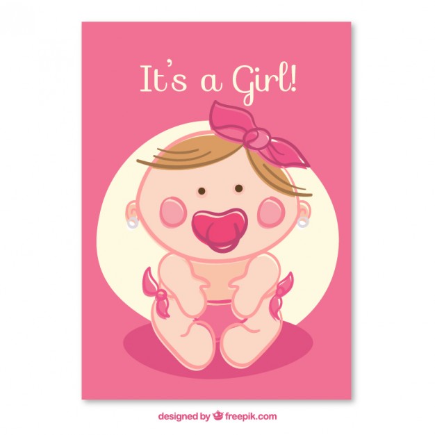 626x626 Baby Girl Card Vector Free Download