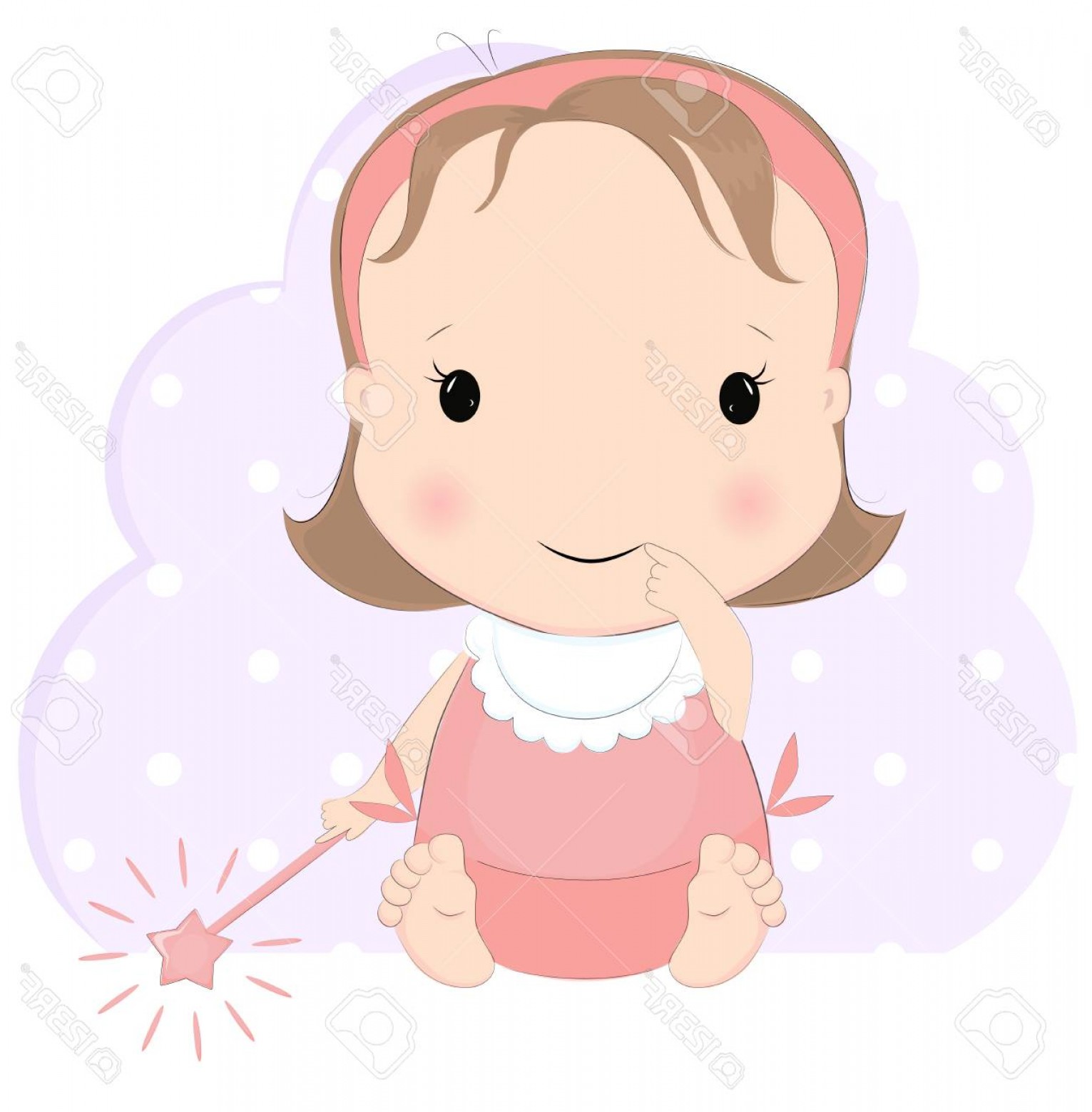 1531x1560 Photostock Vector Cute Baby Girl With Magic Pretty Sitting Kid