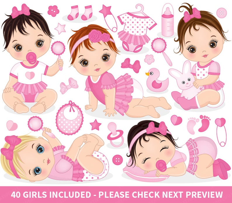 794x695 Baby Girl Clipart Vector Baby Clipart Baby Clipart Newborn Etsy