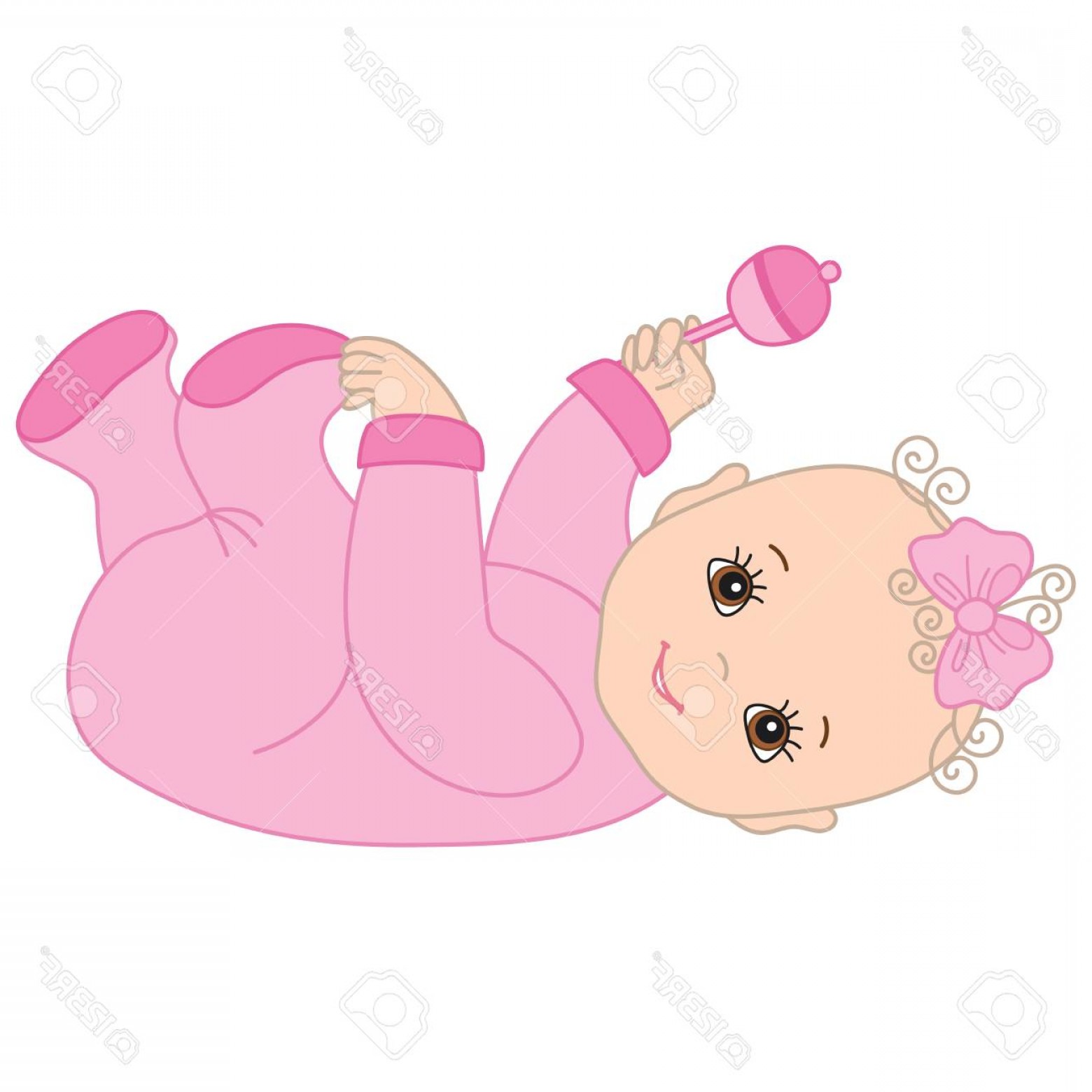1560x1560 Photostock Vector Vector Cute Baby Girl With Rattle Vector Baby