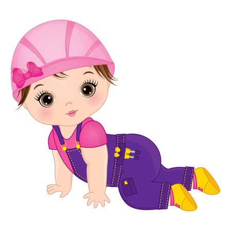 450x450 Vector Cute Baby Girl Dressed As Little Builder Vector Baby Girl