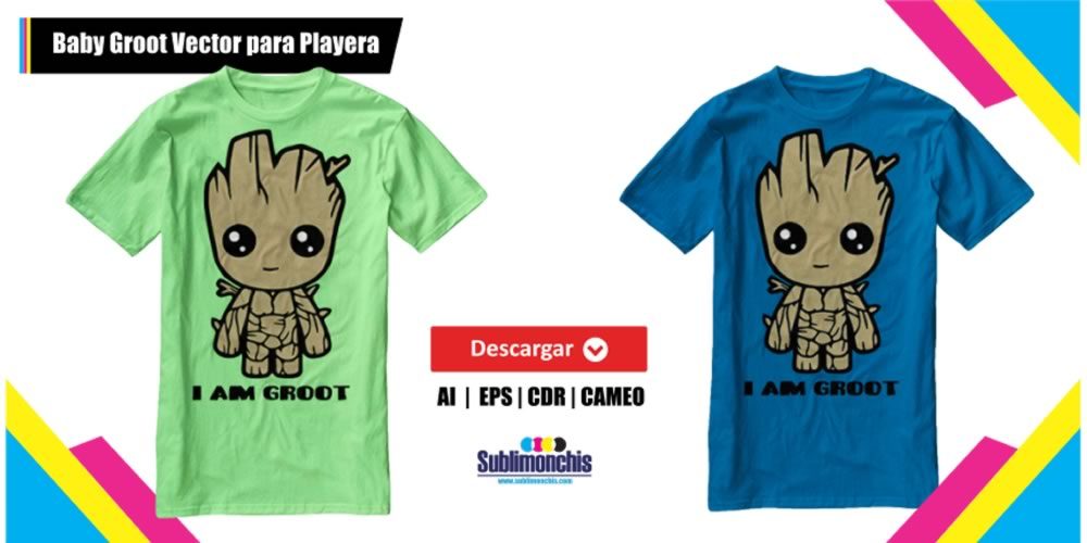1000x500 Baby Groot Vector Playera