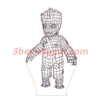 350x350 Baby Groot In Coat Illusion Lamp Plan Vector For Cnc