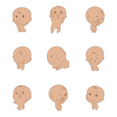 240x240 Set Of Cute Baby Illustration Vector Logo Design
