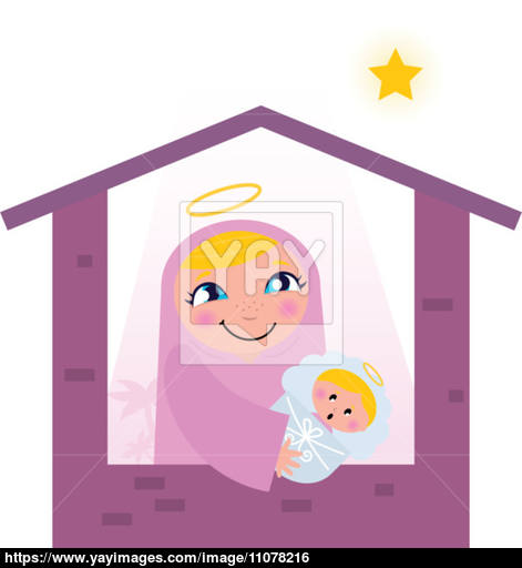 471x512 Nativity Bethlehem Scene Virgin Mary And Baby Jesus Vector