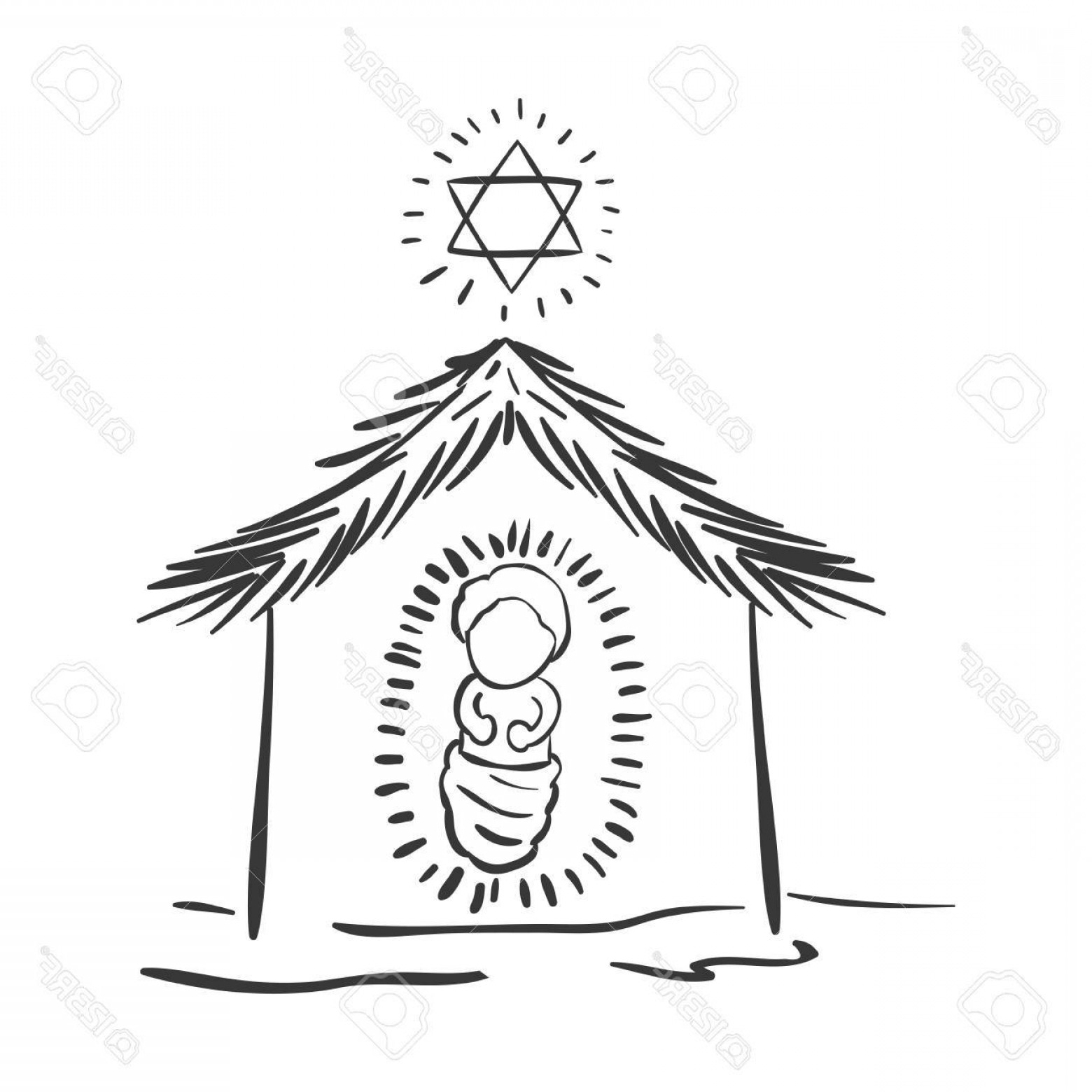 1560x1560 Photostock Vector Silhouette Christmas Portal With Baby Jesus