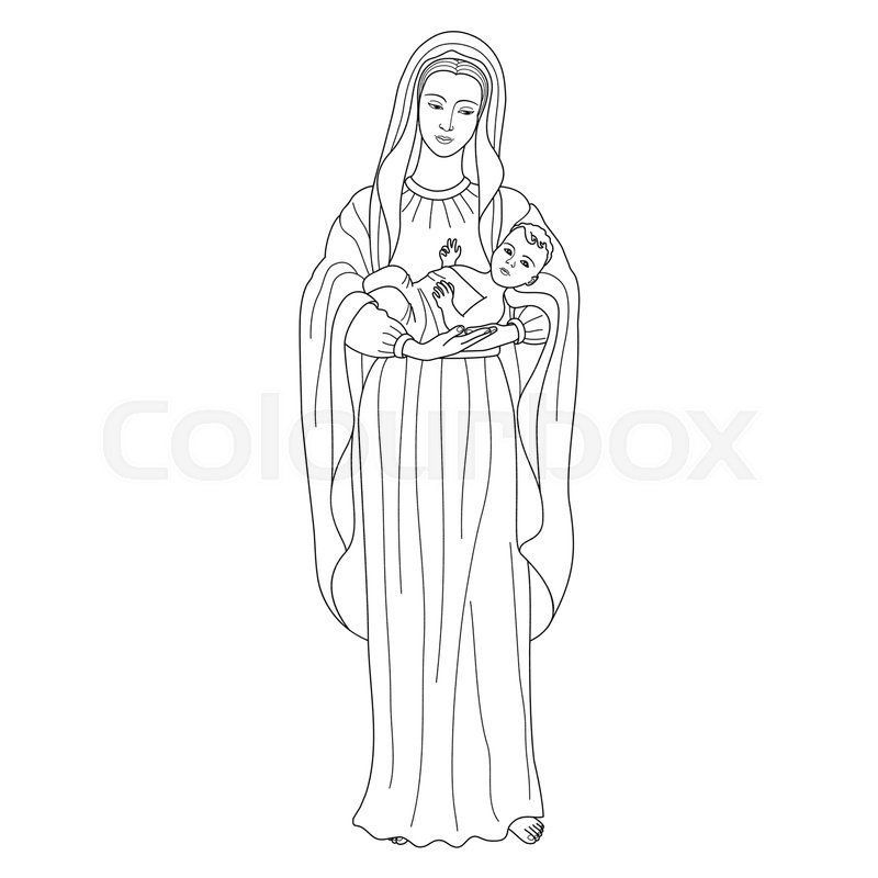800x800 Saint Virgin Mary Holding Baby Jesus Stock Vector Colourbox