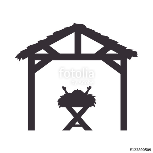 500x500 Baby Jesus In A Manger Traditional Scene Silhouette Vector