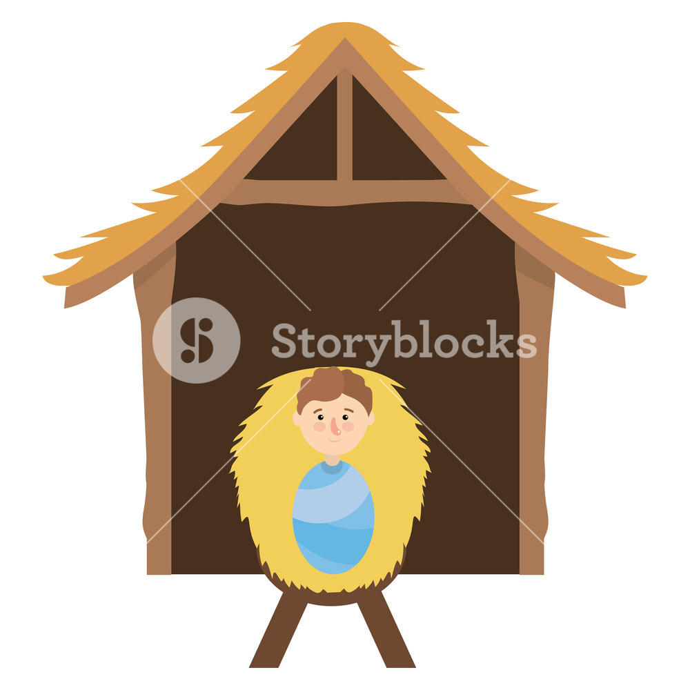 1000x1000 Christmas Nativity Scene Baby Jesus Cartoon Vector Illustration