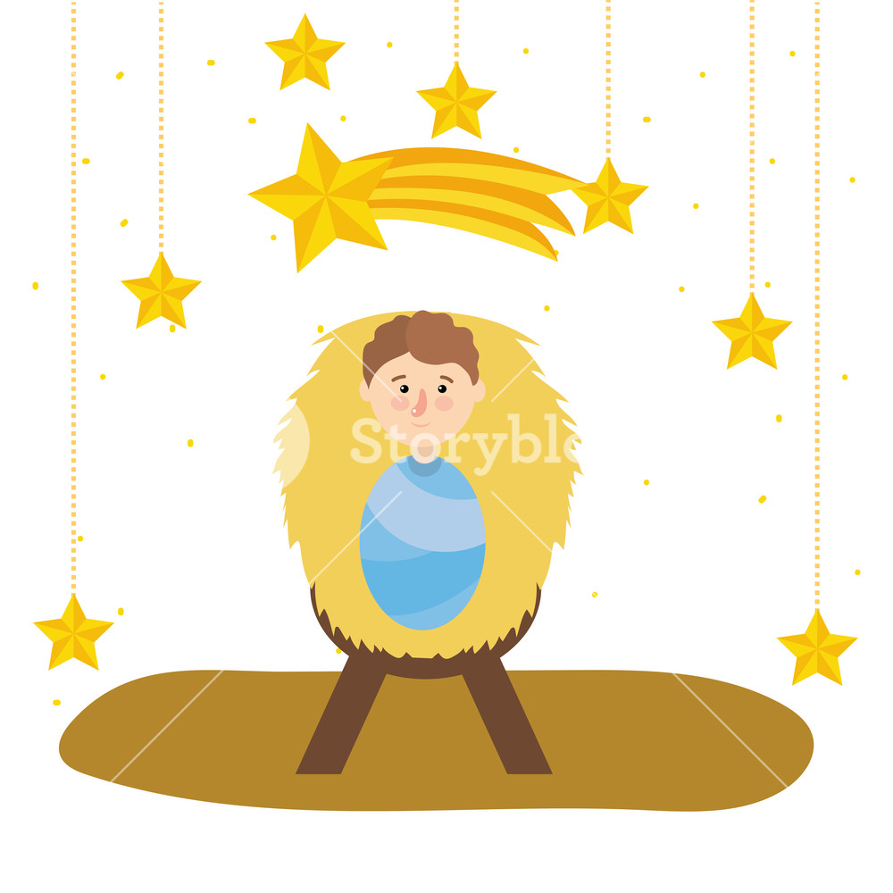1000x1000 Christmas Nativity Scene Baby Jesus Over Manger Under Shooting