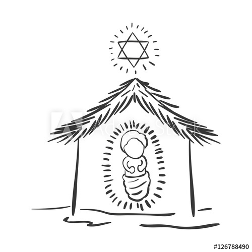 500x500 Silhouette Christmas Portal With Baby Jesus Vector Illustration