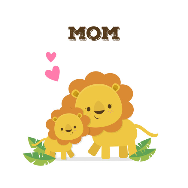 626x626 Lion Mom And Baby Lion Vector Premium Download