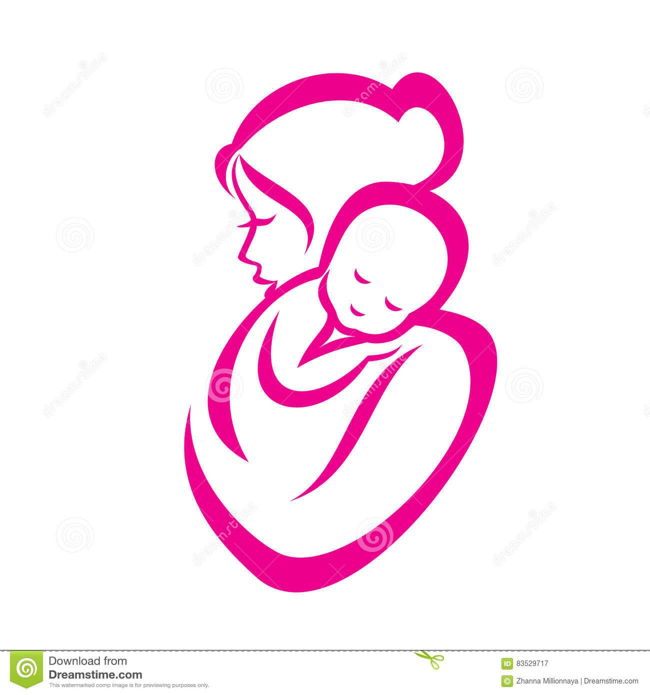 1300x1390 Photo About Mother And Baby Stylized Vector Symbol, Mom Huges Her