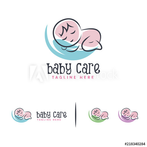 Sleeping Cute Baby Logo Designs Vector, Baby Care Logo Template 500x500 Sleeping Cute Baby Logo Designs Vector, Baby Care Logo Template