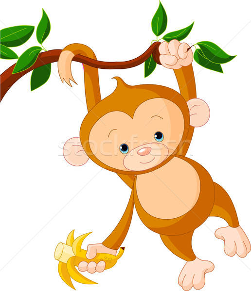 516x600 Baby Monkey On A Tree Vector Illustration Anna Velichkovsky