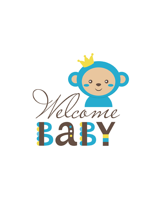500x707 Baby Shower Card With Monkey Vector Free Download