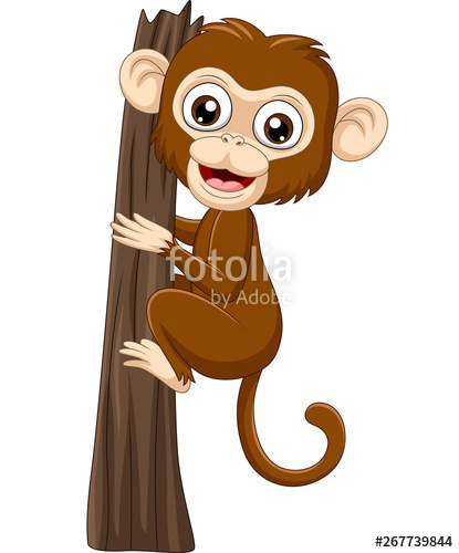 415x500 Cartoon Baby Monkey Climbing Tree Branch Stock Image And Royalty
