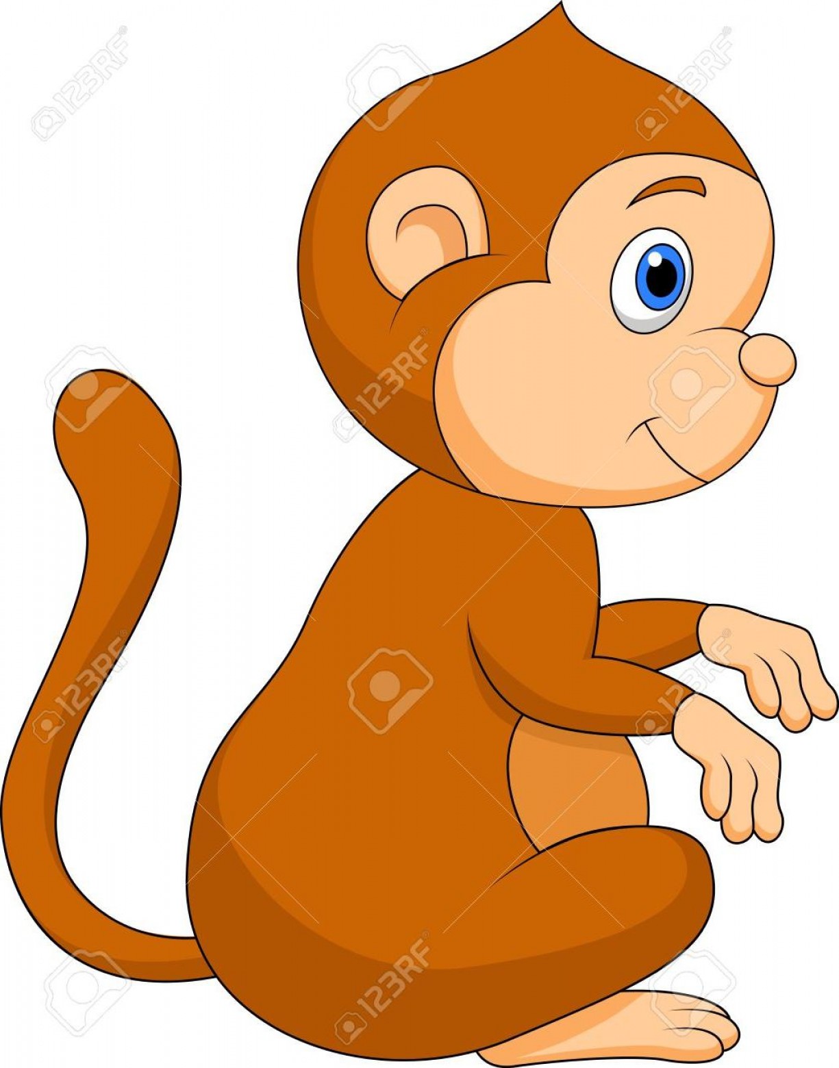 1225x1560 Unique Cute Monkey Cartoon Sitting Stock Vector Baby Library