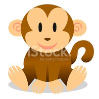 200x200 Vector Cute Cartoon Baby Monkey Icon Vektory Z Knihovny