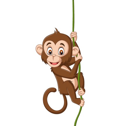 450x432 Vector Illustration Of Cartoon Baby Monkey Hanging On A Tree