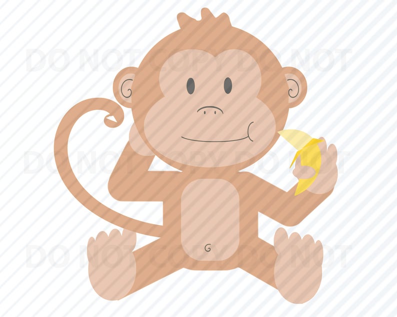 794x635 Baby Monkey Cartoon Monkey Vector Images Baby Monkey Etsy