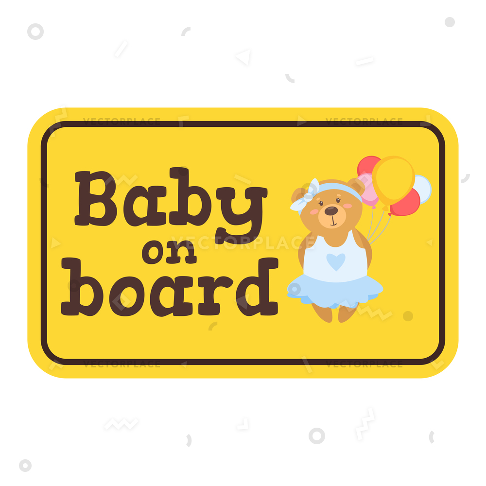 1000x1000 Baby Board Yellow Safety Sign Bear Vector Illustration