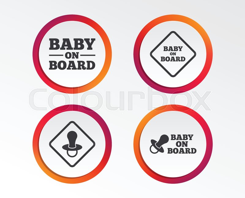 800x647 Baby On Board Icons Infant Caution Stock Vector Colourbox
