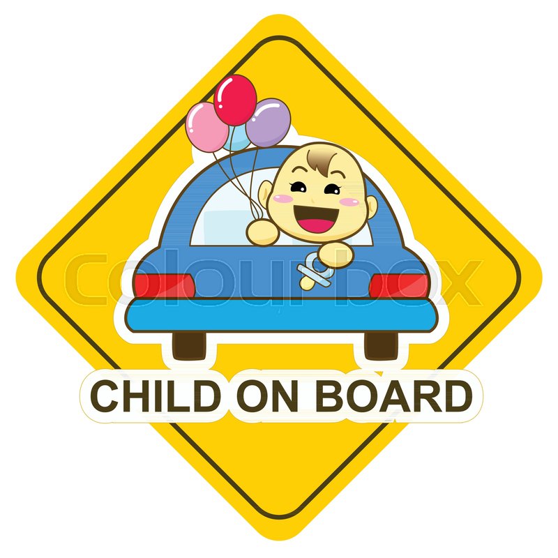 800x800 Baby On Board Sign, Happy Baby Holding Stock Vector Colourbox