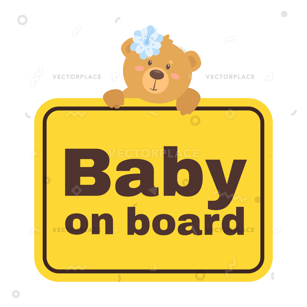 1000x1000 Baby Board Yellow Safety Sign Bear Vector Illustration