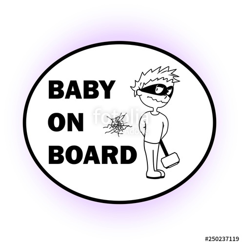 496x500 Car Sticker, Baby In The Car, Baby On Board Vector Image Stock